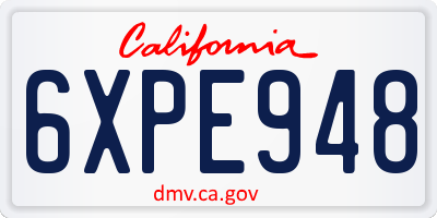 CA license plate 6XPE948