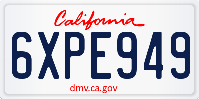 CA license plate 6XPE949