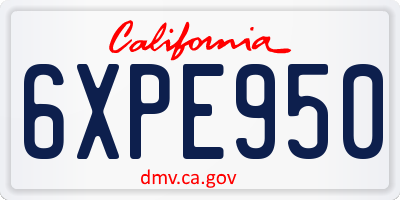 CA license plate 6XPE950