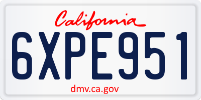 CA license plate 6XPE951