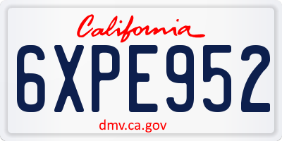 CA license plate 6XPE952