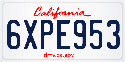 CA license plate 6XPE953