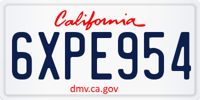 CA license plate 6XPE954