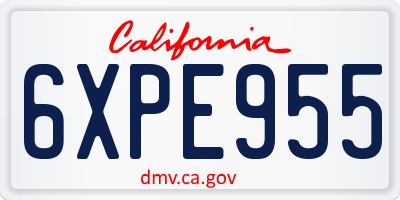 CA license plate 6XPE955