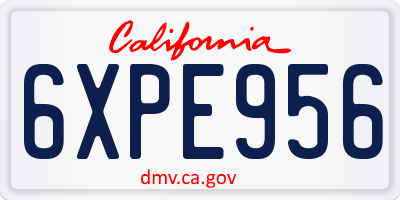 CA license plate 6XPE956