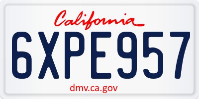 CA license plate 6XPE957