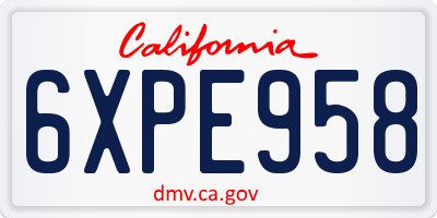 CA license plate 6XPE958