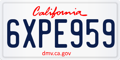 CA license plate 6XPE959