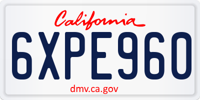 CA license plate 6XPE960