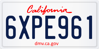 CA license plate 6XPE961