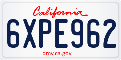 CA license plate 6XPE962