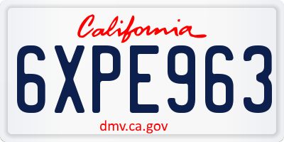 CA license plate 6XPE963