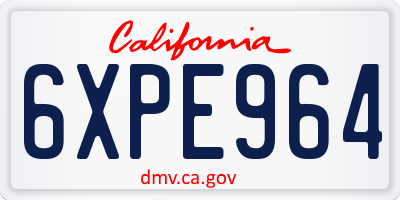 CA license plate 6XPE964