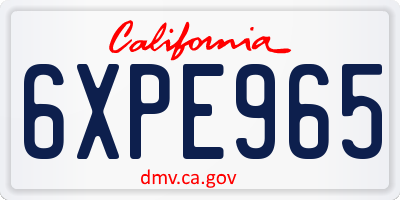CA license plate 6XPE965