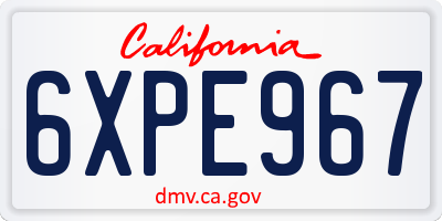 CA license plate 6XPE967