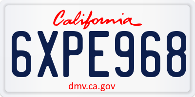 CA license plate 6XPE968