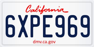 CA license plate 6XPE969