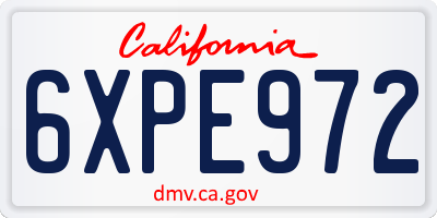CA license plate 6XPE972