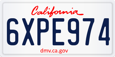 CA license plate 6XPE974