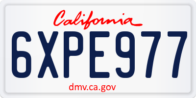 CA license plate 6XPE977