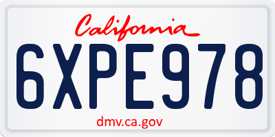 CA license plate 6XPE978
