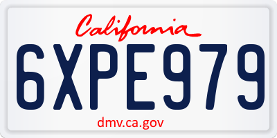 CA license plate 6XPE979