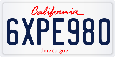 CA license plate 6XPE980