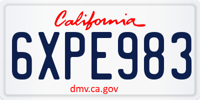 CA license plate 6XPE983