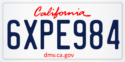 CA license plate 6XPE984