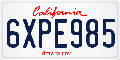 CA license plate 6XPE985