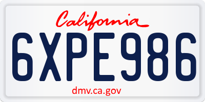 CA license plate 6XPE986