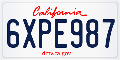 CA license plate 6XPE987