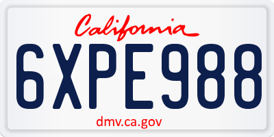 CA license plate 6XPE988