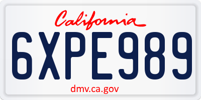 CA license plate 6XPE989