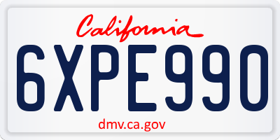 CA license plate 6XPE990