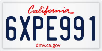 CA license plate 6XPE991