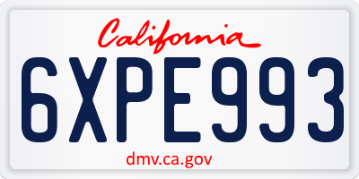 CA license plate 6XPE993
