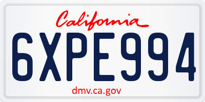 CA license plate 6XPE994
