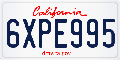 CA license plate 6XPE995