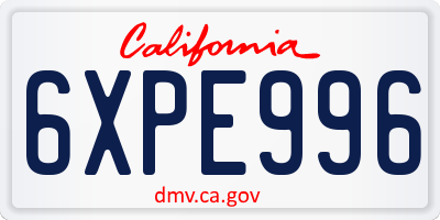 CA license plate 6XPE996