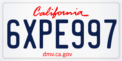 CA license plate 6XPE997
