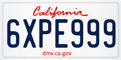 CA license plate 6XPE999