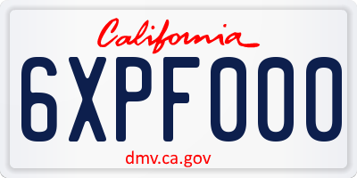 CA license plate 6XPF000