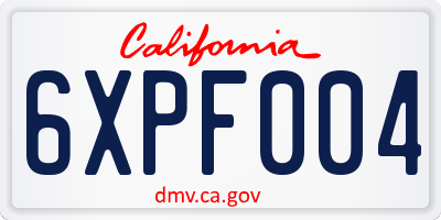 CA license plate 6XPF004