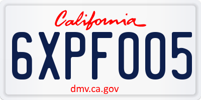CA license plate 6XPF005