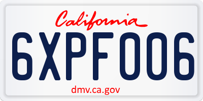 CA license plate 6XPF006