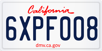 CA license plate 6XPF008