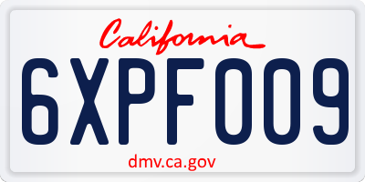 CA license plate 6XPF009