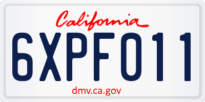 CA license plate 6XPF011