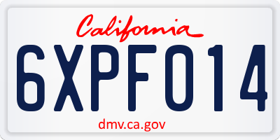CA license plate 6XPF014